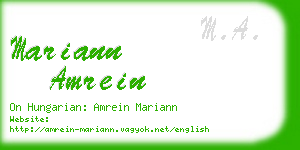 mariann amrein business card